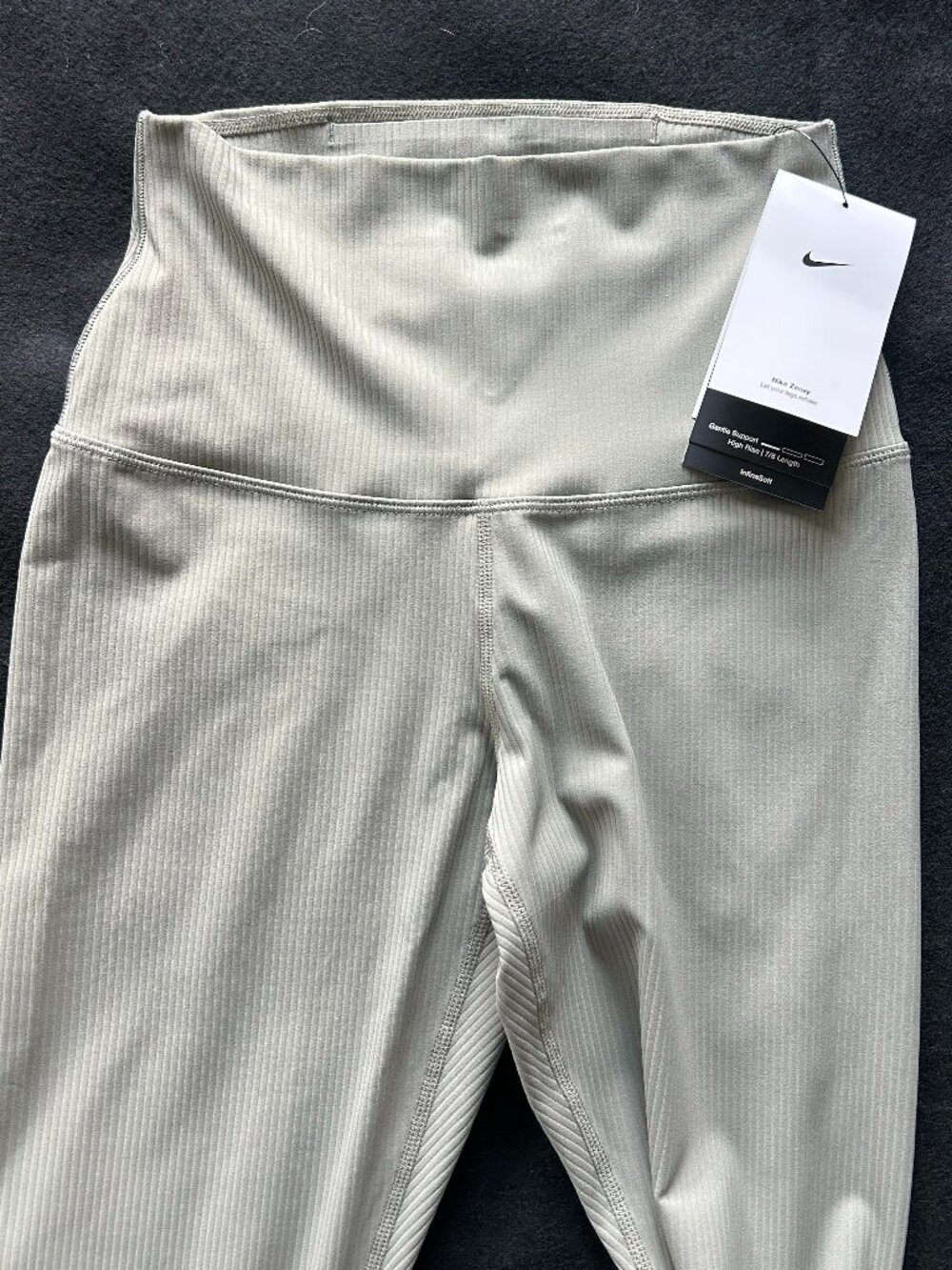 Nike Zenvy Leggings Womens Small High Rise 7/8 Dri-FIT Infinalon Ribbed Gray NWT - Picture 4 of 12